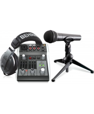 Behringer PODCAST-2 Podcastudio Bundle, USB Mixer, Microphone, Headphones