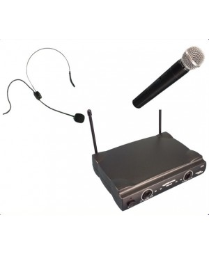CLEARANCE: Complete Wireless Microphone System 1 Hand,1 Head Mic WM222-HH+HW