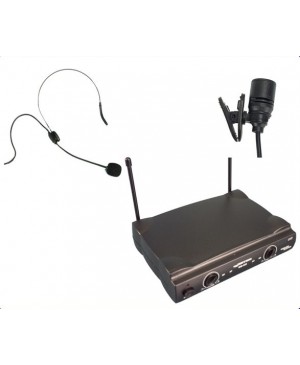 CLEARANCE: Complete Wireless Microphone System,1 LapelMic,1 Head Mic WM222-LP+HW