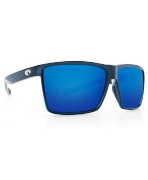 Costa Rincon Sunglasses, Shiny Black Frame, Blue Mirror Lens RIN 11 OBMGLP
