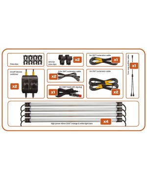 Hard Korr Camp Light Kit, 4x48cm Orange, White LED Bar Strips TLC102 CAMPKITOW4D