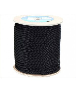 Black Polyester 3 Strand Rope,14mm,3400kg BS,100m Roll TRA215